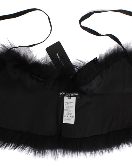 Dolce & Gabbana Black Fox Fur Collar Scarf