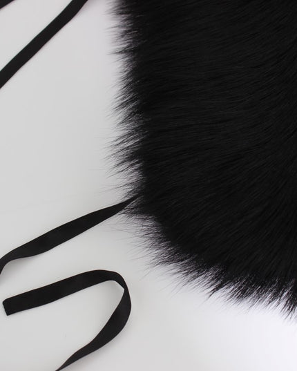 Dolce & Gabbana Black Fox Fur Shoulder Wrap Cover Collar Scarf
