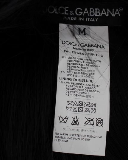 Dolce & Gabbana Black Fox Fur Shoulder Wrap Cover Collar Scarf