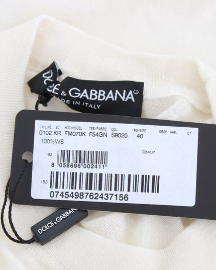 Dolce & Gabbana White 100% Cashmere Sweater