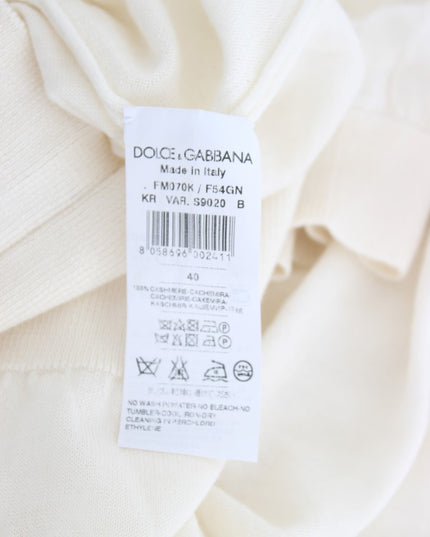 Dolce & Gabbana White 100% Cashmere Sweater