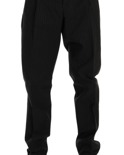 Dolce & Gabbana Blue Striped Cotton Dress Formal Pants