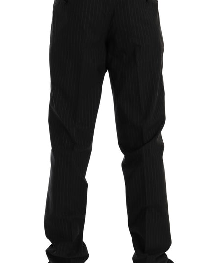 Dolce & Gabbana Blue Striped Cotton Dress Formal Pants