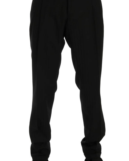 Dolce & Gabbana Black Striped Wool Stretch Pants