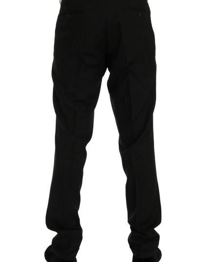 Dolce & Gabbana Black Striped Wool Stretch Pants