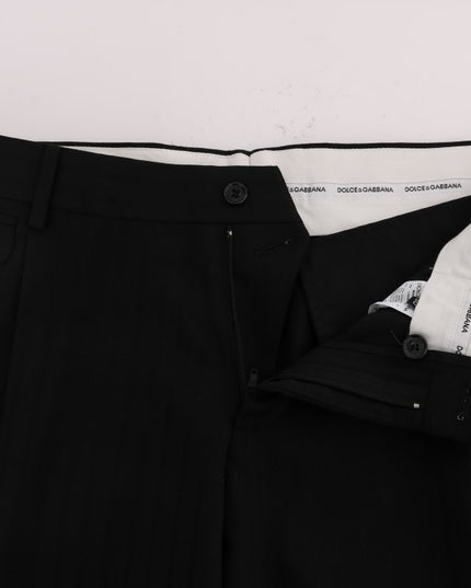 Dolce & Gabbana Black Striped Wool Stretch Pants