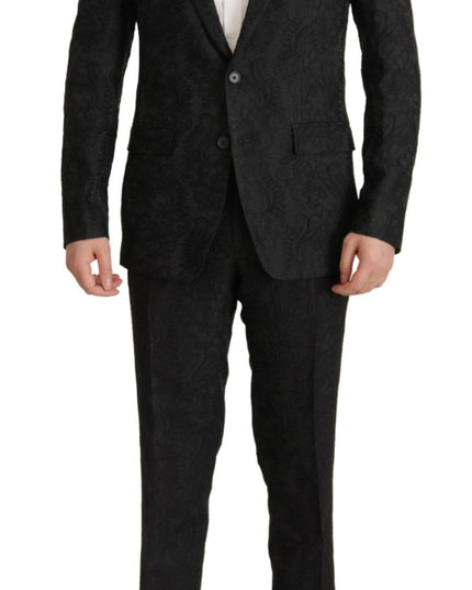 Dolce & Gabbana Black Brocade Formal 2 Piece MARTINI Suit