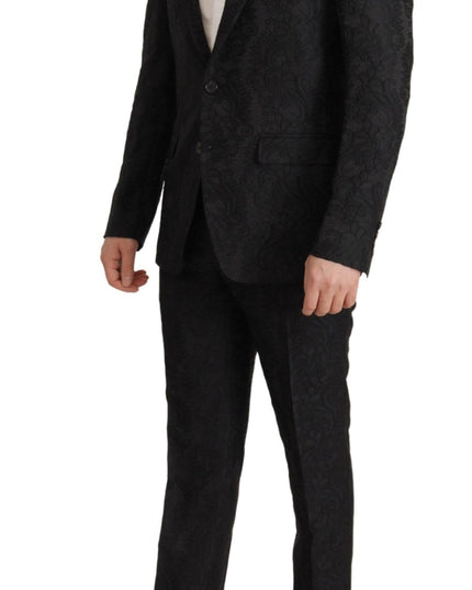 Dolce & Gabbana Black Brocade Formal 2 Piece MARTINI Suit