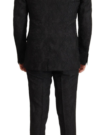 Dolce & Gabbana Black Brocade Formal 2 Piece MARTINI Suit