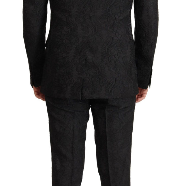 Dolce & Gabbana Black Brocade Formal 2 Piece MARTINI Suit