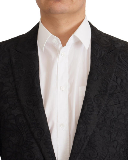 Dolce & Gabbana Black Brocade Formal 2 Piece MARTINI Suit