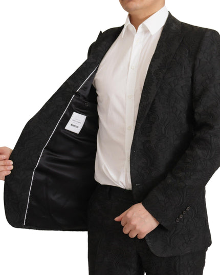 Dolce & Gabbana Black Brocade Formal 2 Piece MARTINI Suit