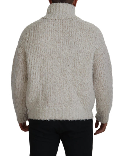 Dolce & Gabbana Cream Wool Knit Turtleneck Pullover Sweater