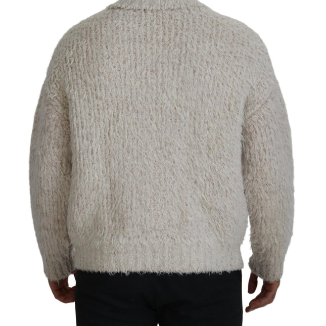 Dolce & Gabbana Cream Wool Knit Turtleneck Pullover Sweater