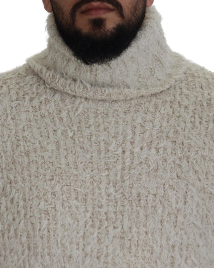 Dolce & Gabbana Cream Wool Knit Turtleneck Pullover Sweater