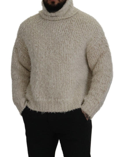 Dolce & Gabbana Cream Wool Knit Turtleneck Pullover Sweater