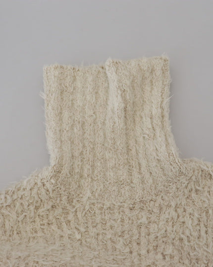 Dolce & Gabbana Cream Wool Knit Turtleneck Pullover Sweater