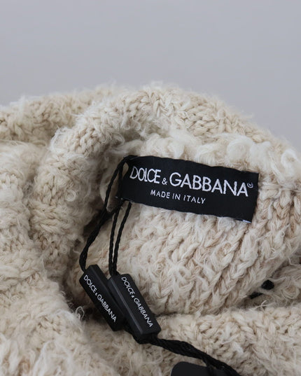 Dolce & Gabbana Cream Wool Knit Turtleneck Pullover Sweater