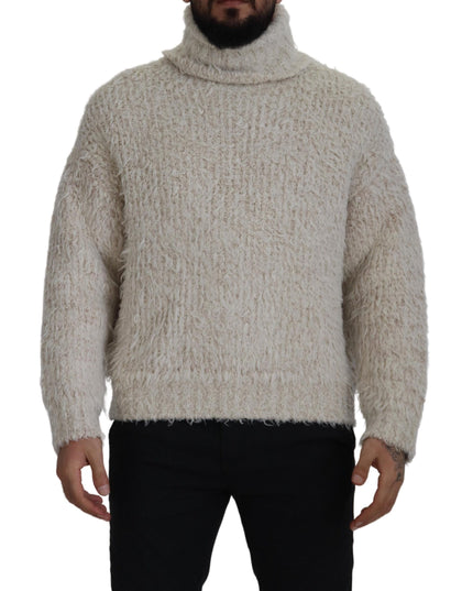Dolce & Gabbana Cream Wool Knit Turtleneck Pullover Sweater
