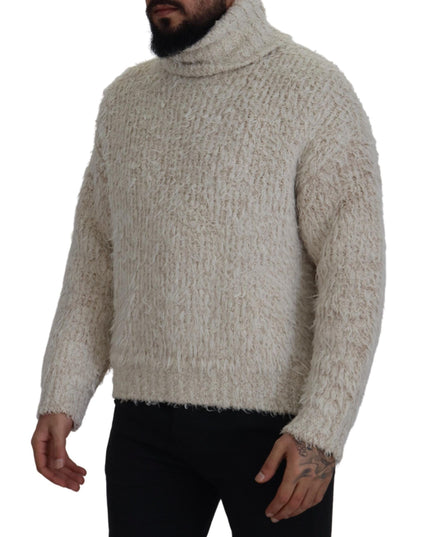 Dolce & Gabbana Cream Wool Knit Turtleneck Pullover Sweater