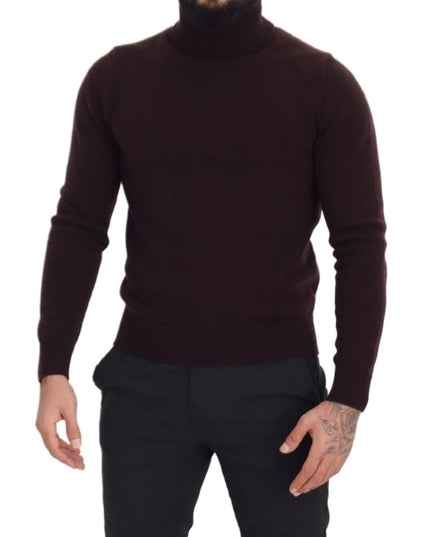 Dolce & Gabbana Brown Wool Turtle Neck Pullover Sweater