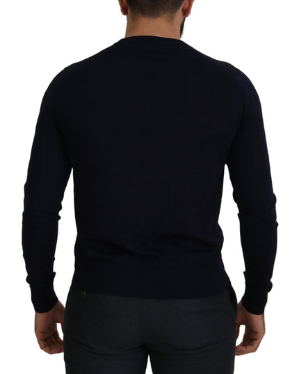 Dolce & Gabbana Blue Wool STAFF Down Cardigan Sweater