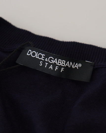 Dolce & Gabbana Blue Wool STAFF Down Cardigan Sweater