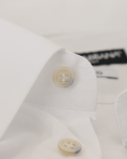 Dolce & Gabbana White Cotton Peacock Feather Formal GOLD Shirt