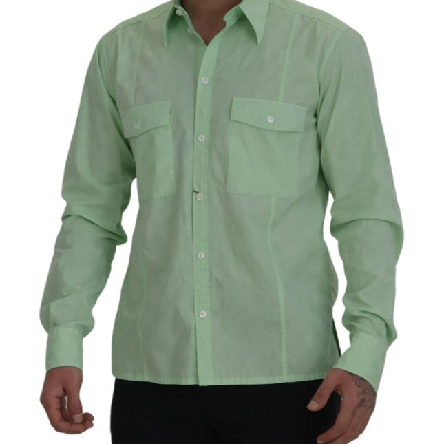 Dolce & Gabbana Mint Green Long Sleeves Button Down Shirt