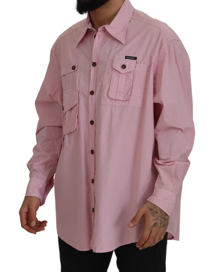Dolce & Gabbana Pink Casual Button Down Long Sleeves Shirt