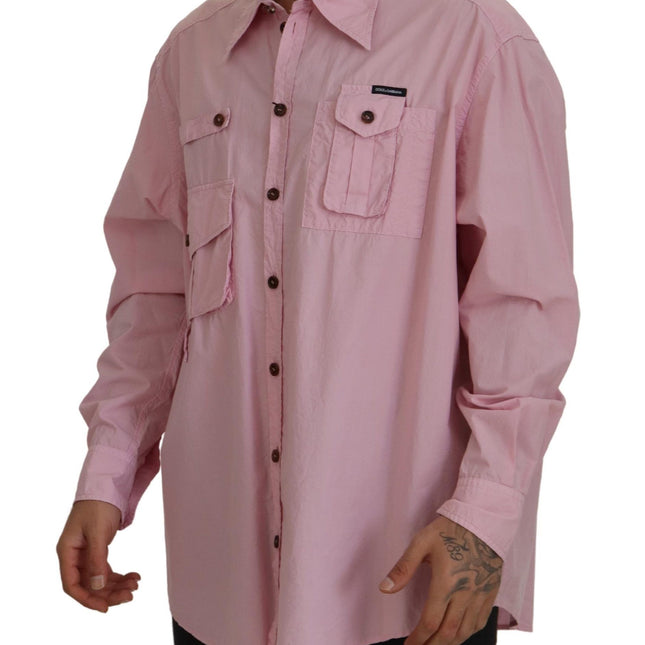 Dolce & Gabbana Pink Casual Button Down Long Sleeves Shirt
