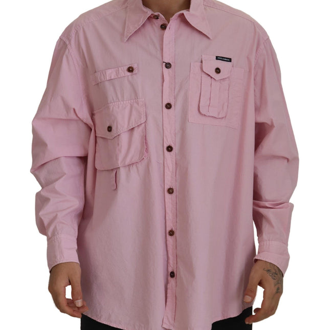 Dolce & Gabbana Pink Casual Button Down Long Sleeves Shirt