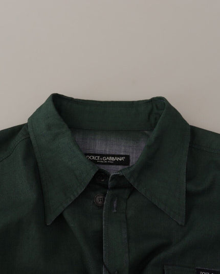 Dolce & Gabbana Dark Green Button Down Long Sleeves Shirt