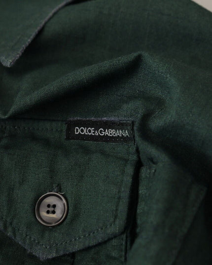 Dolce & Gabbana Dark Green Button Down Long Sleeves Shirt