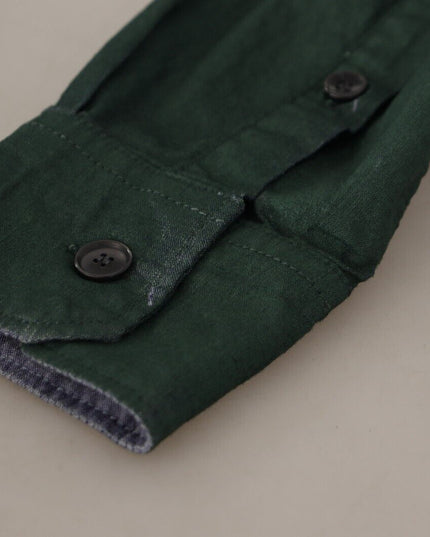 Dolce & Gabbana Dark Green Button Down Long Sleeves Shirt