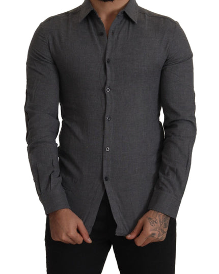 Costume National Dark Gray Cotton Casual Mens Shirt