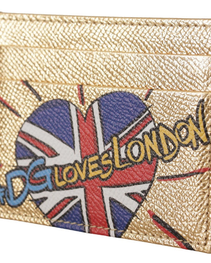 Dolce & Gabbana Gold Leather #DGLovesLondon Women Cardholder Case Wallet