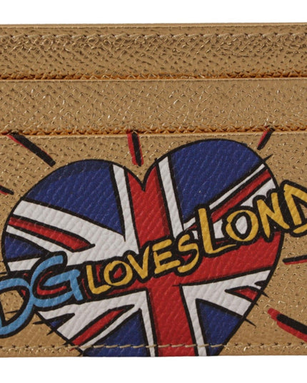 Dolce & Gabbana Gold Leather #DGLovesLondon Women Cardholder Case Wallet