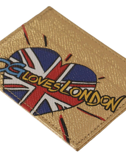 Dolce & Gabbana Gold Leather #DGLovesLondon Women Cardholder Case Wallet