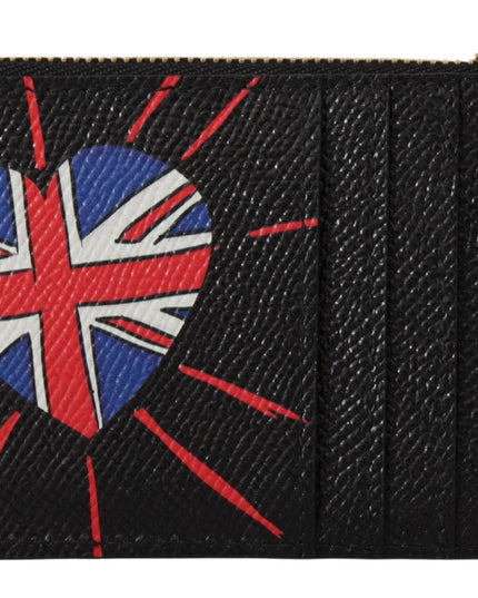 Dolce & Gabbana Black Leather #DGLovesLondon Women Cardholder Coin Case  Wallet