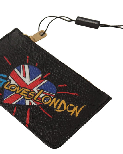 Dolce & Gabbana Black Leather #DGLovesLondon Women Cardholder Coin Case  Wallet
