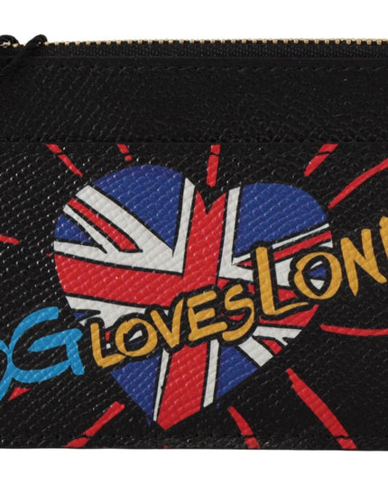 Dolce & Gabbana Black Leather #DGLovesLondon Women Cardholder Coin Case  Wallet