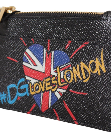 Dolce & Gabbana Black Leather #DGLovesLondon Women Cardholder Coin Case  Wallet