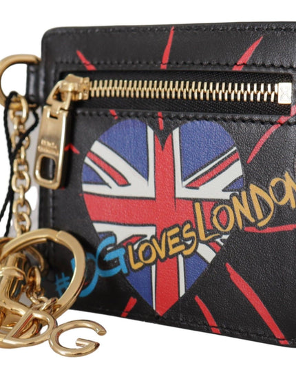 Dolce & Gabbana Black Leather #DGLovesLondon Keyring Cardholder Coin Case