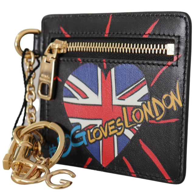 Dolce & Gabbana Black Leather #DGLovesLondon Keyring Cardholder Coin Case