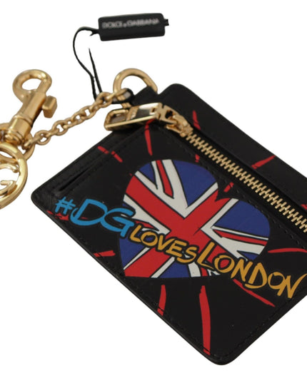 Dolce & Gabbana Black Leather #DGLovesLondon Keyring Cardholder Coin Case