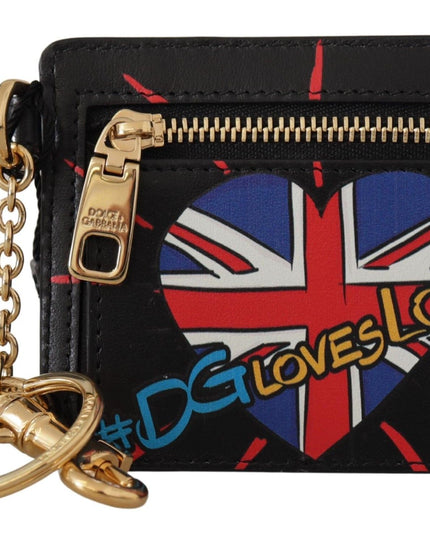 Dolce & Gabbana Black Leather #DGLovesLondon Keyring Cardholder Coin Case
