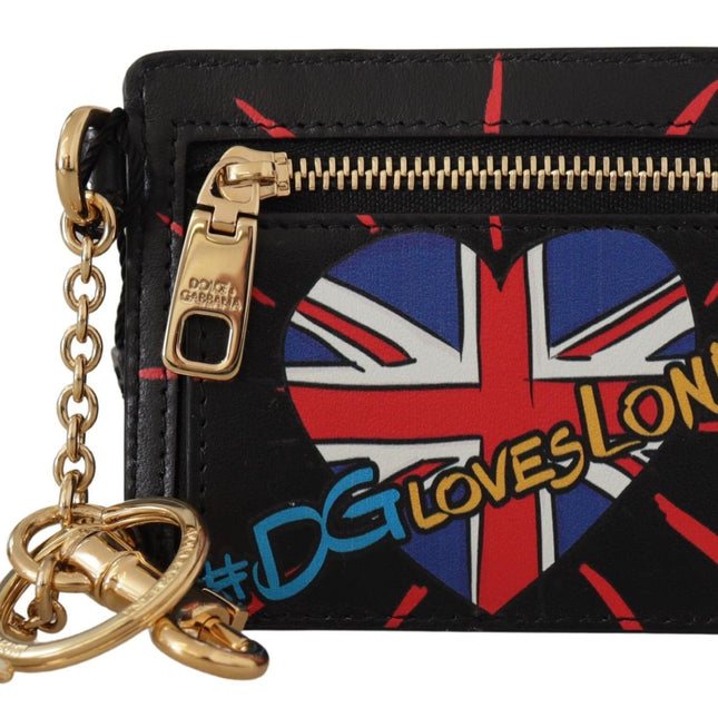 Dolce & Gabbana Black Leather #DGLovesLondon Keyring Cardholder Coin Case