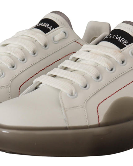 Dolce & Gabbana White Leather Shoes Womens Logo Portofino Sneakers