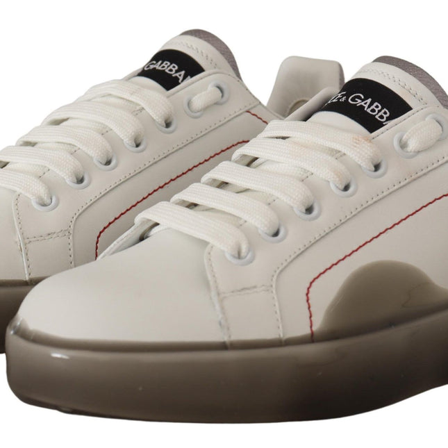 Dolce & Gabbana White Leather Shoes Womens Logo Portofino Sneakers